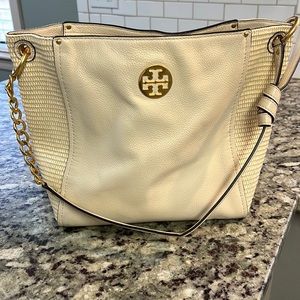 Tory Burch off white cream shoulder bag